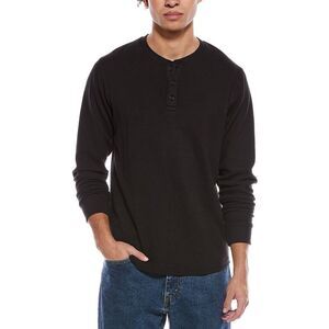 James Campbell Mens  Waffle Henley Shirt, Black